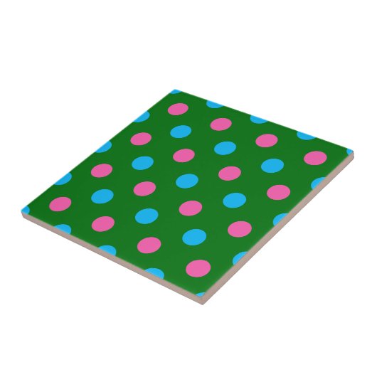 Green Pink Blue Polka Dot Pattern タイル (側面)