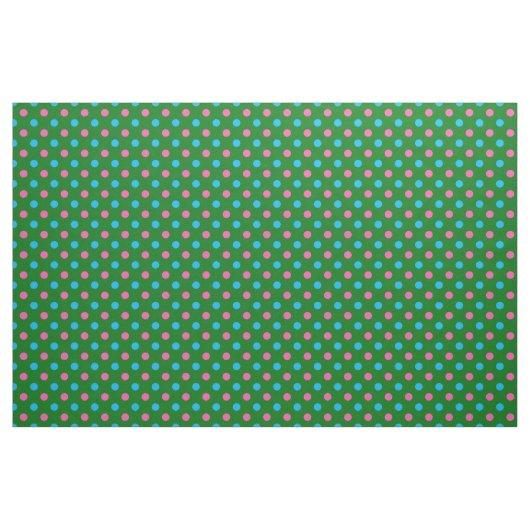 Green Pink Blue Polka Dot Pattern ファブリック (ヤード)
