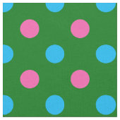 Green Pink Blue Polka Dot Pattern ファブリック (クローズアップ)