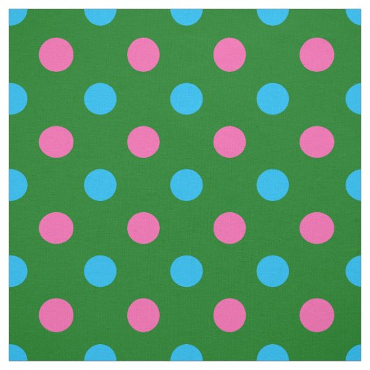 Green Pink Blue Polka Dot Pattern ファブリック (見本)