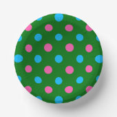 Green Pink Blue Polka Dot Pattern ペーパーボウル (正面)