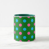 Green Pink Blue Polka Dot Pattern マグカップ (中央)