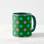 Green Pink Blue Polka Dot Pattern マグカップ (正面右)