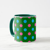 Green Pink Blue Polka Dot Pattern マグカップ (正面左)