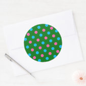 Green Pink Blue Polka Dot Pattern ラウンドシール (封筒)