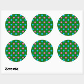 Green Pink Blue Polka Dot Pattern ラウンドシール (シート)