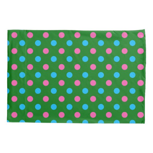 Green Pink Blue Polka Dot Pattern 枕カバー (裏面)
