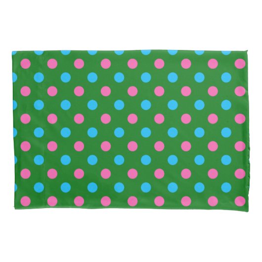 Green Pink Blue Polka Dot Pattern 枕カバー (正面)