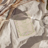 Green Pink Bow Floral Summer All In One Wedding 招待状