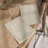 Green Pink Bow Floral Summer All In One Wedding 招待状