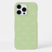 Green Pink Bow Pattern Coquette Girly Spring iPhoneケース (裏面)