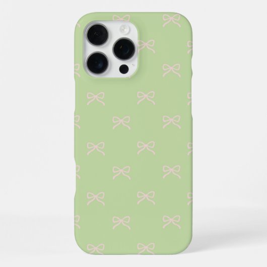 Green Pink Bow Pattern Coquette Girly Spring iPhoneケース (裏面)