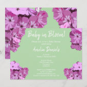 Green & Pink Floral Baby Shower Invitation 招待状 (正面/裏面)