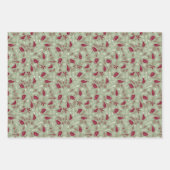 Green Pink Grey Christmas Forest Village ラッピングペーパーシート (正面2)