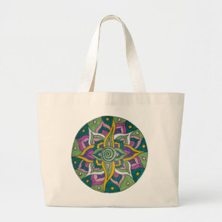Green/Pink Lotus Mandala Tote Bag ラージトートバッグ