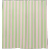 Green Pink Pastel Stripes Pattern Modern Geometric シャワーカーテン (正面)
