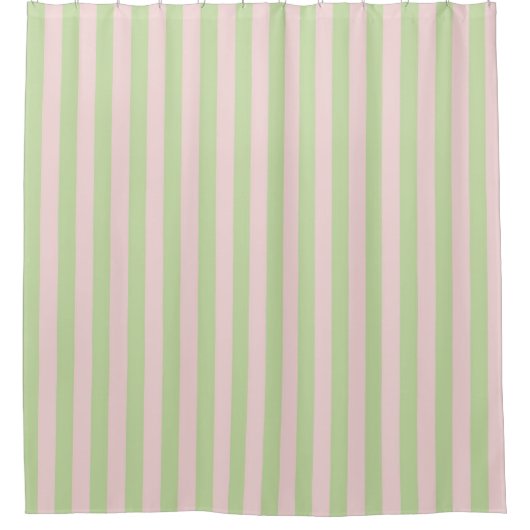 Green Pink Pastel Stripes Pattern Modern Geometric シャワーカーテン (正面)