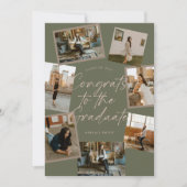 Green & Pink Photo Collage Graduation 招待状 (正面)