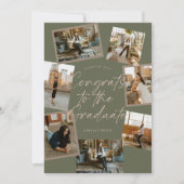 Green & Pink Photo Collage Graduation 招待状 (正面)