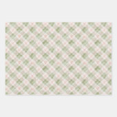 Green Pink Plaid Stripes Birthday ラッピングペーパーシート (正面3)