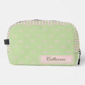Green Pink Stripe Bow Pattern Coquette Cosmetic ドップキット (正面)