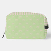 Green Pink Stripe Bow Pattern Coquette Cosmetic ドップキット (裏面)