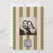 Green Pink Striped Hand drawn  Wedding  招待状 (裏面)