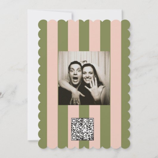 Green Pink Striped Hand drawn Wedding 招待状 (裏面)