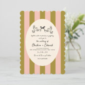 Green pink Striped Whimsical Wedding 招待状