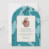 Green & Pink Stripes Palms Graduation Party Photo 招待状 (裏面)