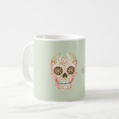 Green Pink Sugar Skull Día de los Muertos コーヒーマグカップ (正面左)