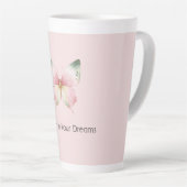 Green Pink White Mint Butterfly カフェラテマグ (右アングル)