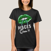 Green Pisces Queen Lips Chain Zodiac St Patricks D Tシャツ (正面)