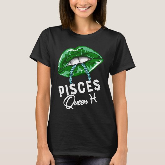 Green Pisces Queen Lips Chain Zodiac St Patricks D Tシャツ (正面)
