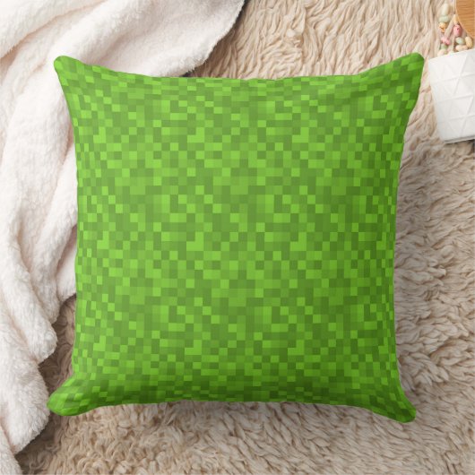 Green Pixel Pattern Retro 8-Bit Gaming クッション (ブランケット)