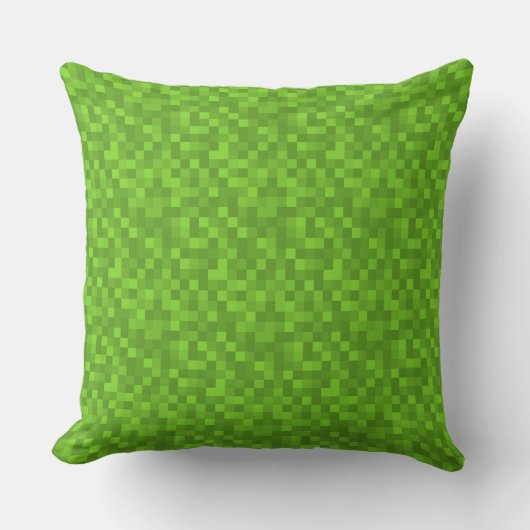 Green Pixel Pattern Retro 8-Bit Gaming クッション (正面)