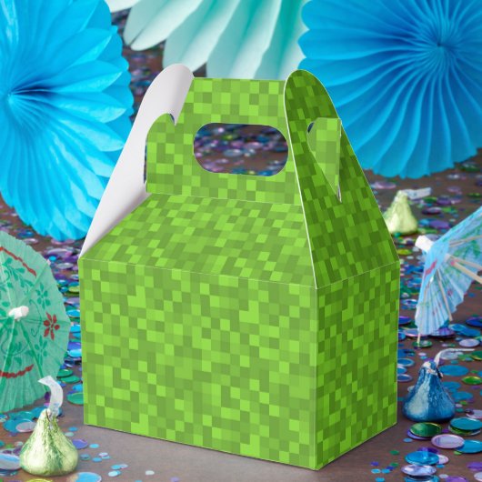 Green Pixel Pattern Retro 8-Bit Gaming フェイバーボックス (パーティー)