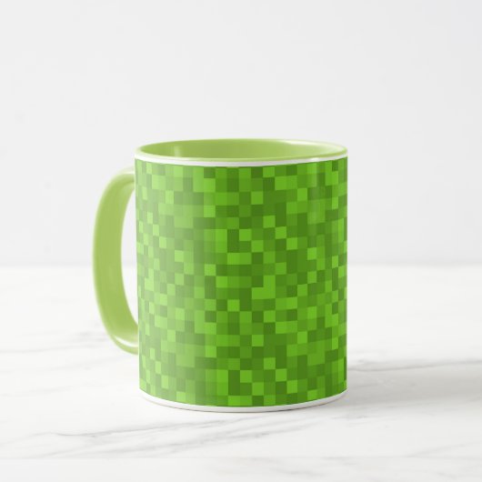 Green Pixel Pattern Retro 8-Bit Gaming マグカップ (正面左)