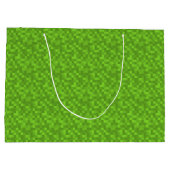 Green Pixel Pattern Retro 8-Bit Gaming ラージペーパーバッグ (裏面)