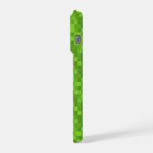 Green Pixel Pattern Retro 8-Bit Gaming iPhoneケース (左側面)