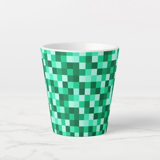Green Pixels Micraft Inspired Mug Cup カフェラテマグ (正面)