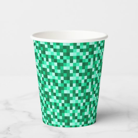 Green Pixels Minecraft Birthday Paper Cups 紙コップ (裏面)