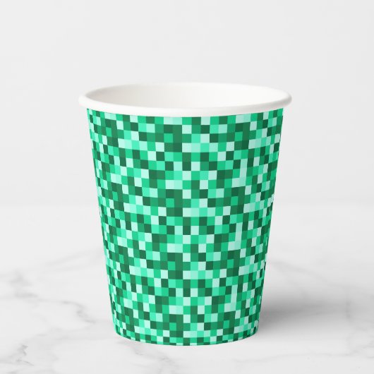 Green Pixels Minecraft Birthday Paper Cups 紙コップ (正面)