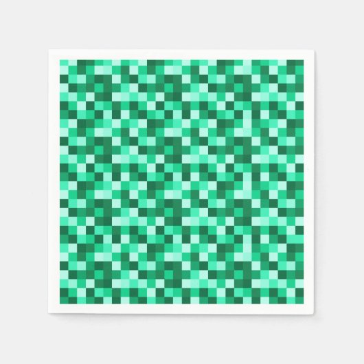 Green Pixels Minecraft Birthday Paper Napkins スタンダードカクテルナプキン (正面)