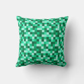 Green Pixels Minecraft Inspired Print Throw Pillow クッション (裏面)