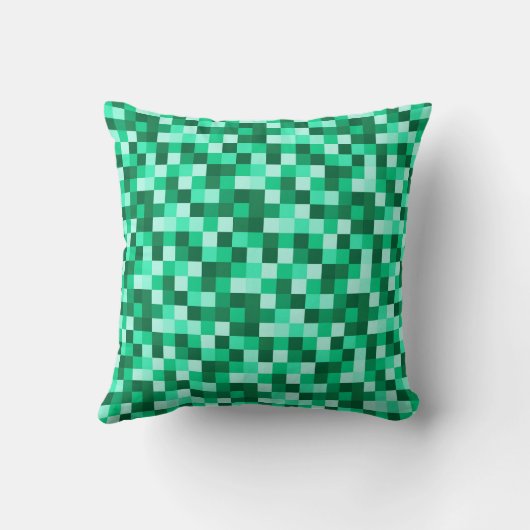 Green Pixels Minecraft Inspired Print Throw Pillow クッション (裏面)