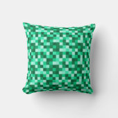 Green Pixels Minecraft Inspired Print Throw Pillow クッション (正面)