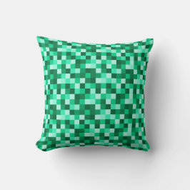 Green Pixels Minecraft Inspired Print Throw Pillow クッション