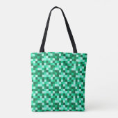 Green Pixels Tote Bag, Minecraft Inspired Tote Bag トートバッグ (裏面)