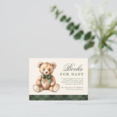 Green Plaid Bear Baby Shower Books For Baby エンクロージャーカード (スタンド正面)